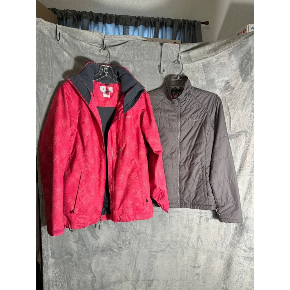 Columbia Interchange 3-in-1 Jacket Womens Small Pink Grey Omni-Heat Ski Puffer